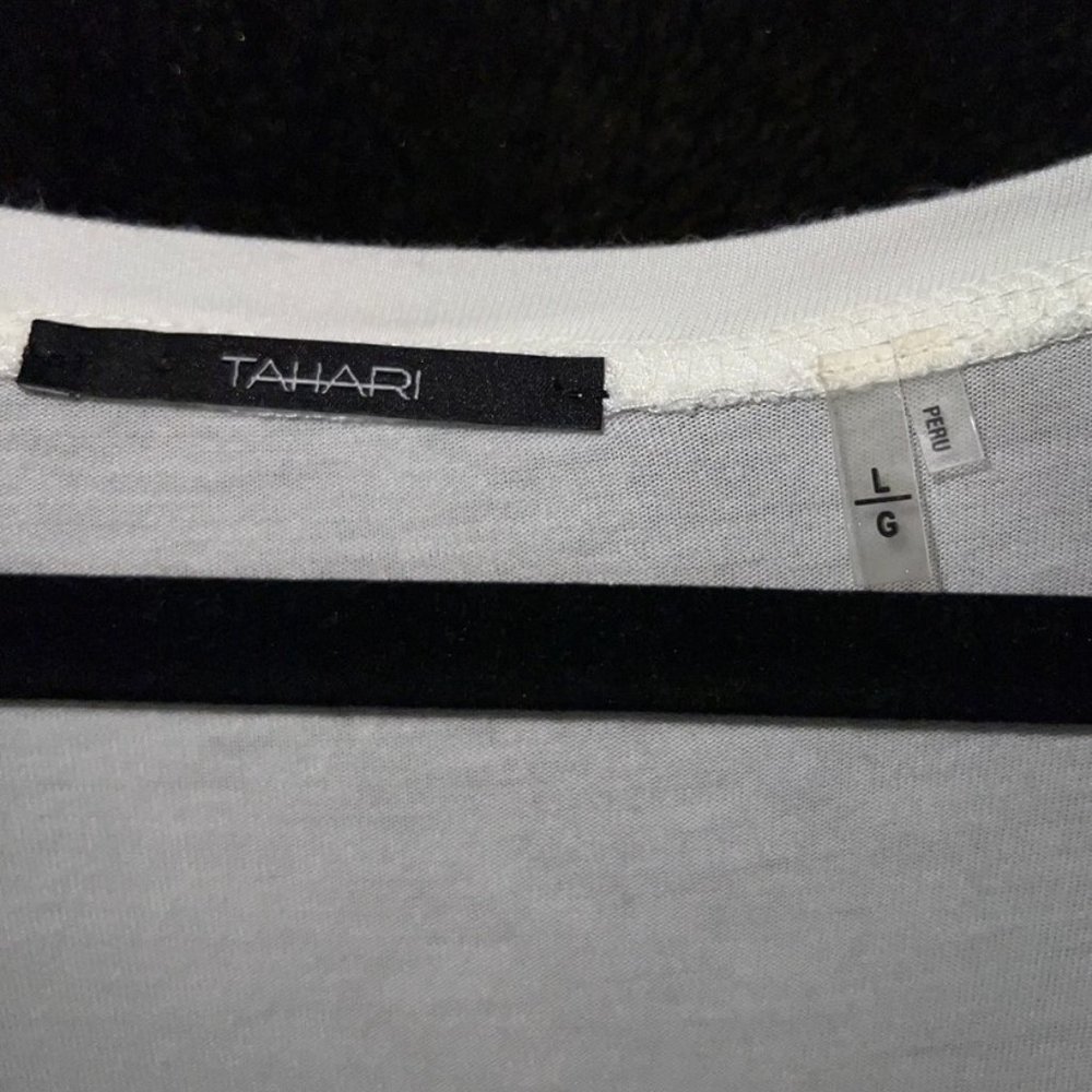 TAHARI Off-White 3/4 Sleeve V-Neck Top - Size Large - Picture 3 of 4
